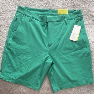 All in Motion Men's Green Flat Front Golf Shorts